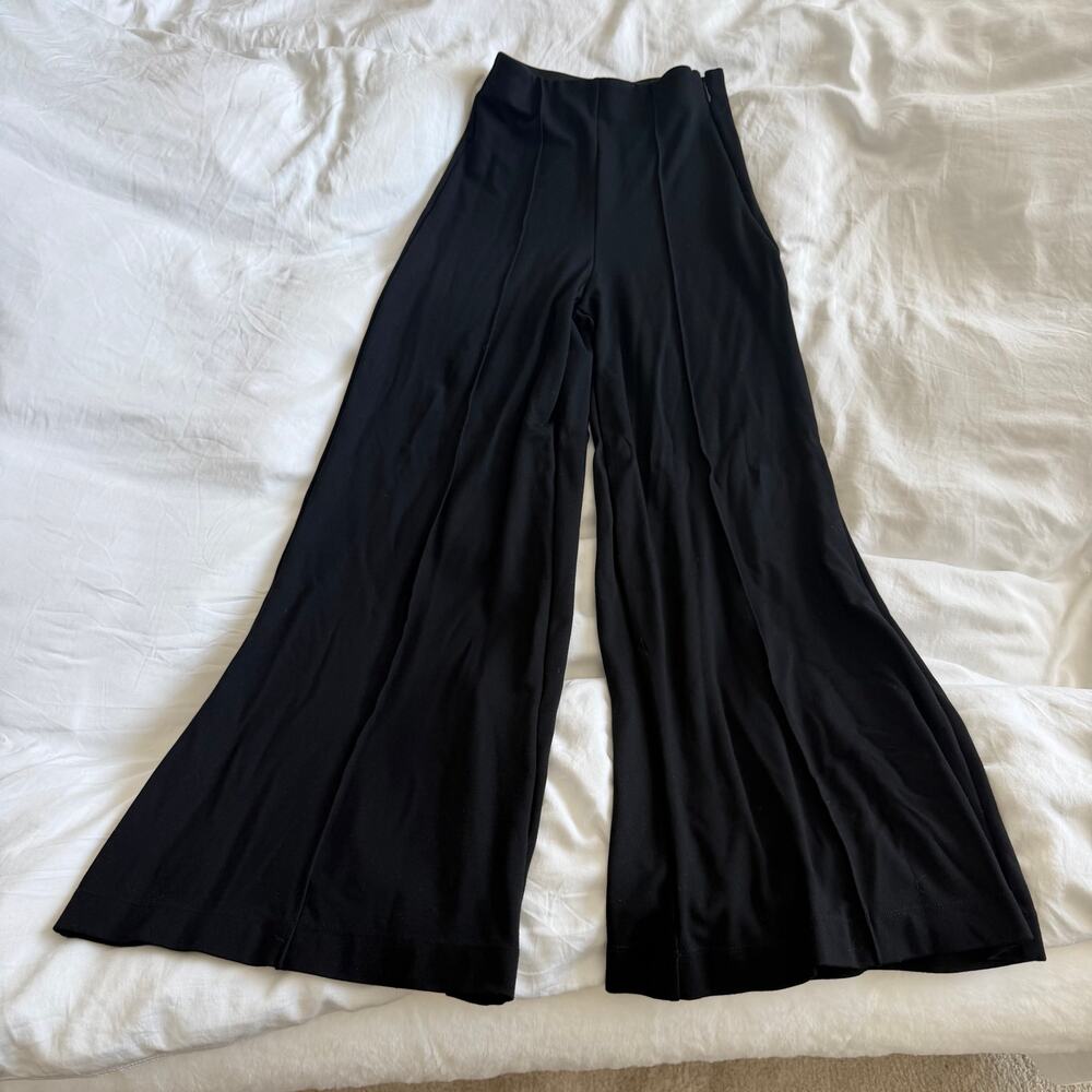 Quince Ultra-Stretch Ponte Super Wide Leg Pants Black Size S - Picture 2 of 4